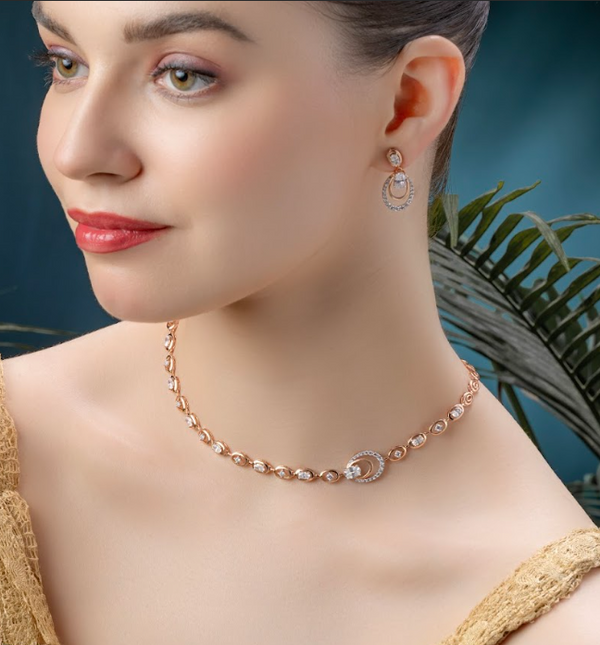 5.79 Ct Lab-Grown Diamond Oval Designer Necklace & Earring Set