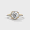 2.36 CT Total Round Cut Lab-Grown Diamond Cushion Halo Engagement Ring