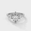 1.85 CT Marquise Cut Lab-Grown Diamond Three-Stone Ring with Emerald & Round Accents