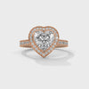 2.46 CT Heart Shape Lab-Grown Diamond Halo Ring with Pavé Band