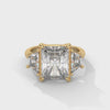 4.05 CT Radiant Cut Lab-Grown Diamond Three-Stone Ring with Trapezoid Side Stones