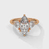 4.10 CT Marquise Cut Lab-Grown Diamond Three-Stone Ring with Side Accents