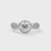 1.48 CT Round Cut Lab-Grown Diamond Halo Ring with Twisted Pavé Band
