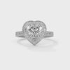 2.46 CT Heart Shape Lab-Grown Diamond Halo Ring with Pavé Band