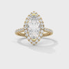 2.72 CT Marquise Cut Lab-Grown Diamond Halo Ring with Pavé Band