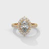 2.04 CT Oval Cut Lab-Grown Diamond Halo Engagement Ring with Pavé Band