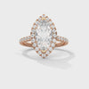 2.72 CT Marquise Cut Lab-Grown Diamond Halo Ring with Pavé Band