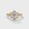 1.22 CT Round Cut Lab-Grown Diamond Floral Halo Engagement Ring with Milgrain Pavé Band