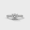 2.13 CT Cushion Cut Lab-Grown Diamond Pave Solitaire Ring