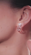 2.95 CT Pear & Round Lab-Grown Diamond Halo Disc Pendant & Earring Set