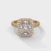 3.33 CT Radiant Cut Halo Lab-Grown Diamond Ring with Round Accent Diamonds
