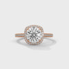 2.36 CT Total Round Cut Lab-Grown Diamond Cushion Halo Engagement Ring