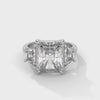 4.05 CT Radiant Cut Lab-Grown Diamond Three-Stone Ring with Trapezoid Side Stones