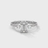 1.25 CT Emerald Cut Lab-Grown Diamond Ring with Round Side Accents