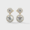 1.55 CT Round Halo Drop CVD Lab-Grown Diamond Earrings