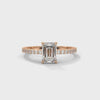 1.25 CT Emerald Cut Lab-Grown Diamond Solitaire Ring with Pavé Band