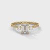 1.25 CT Emerald Cut Lab-Grown Diamond Ring with Round Side Accents