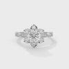 1.22 CT Round Cut Lab-Grown Diamond Floral Halo Engagement Ring with Milgrain Pavé Band