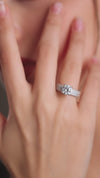 2.50 CT Total Round Lab-Grown Diamond Pavé Engagement Ring with Wide Band