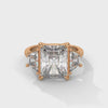 4.05 CT Radiant Cut Lab-Grown Diamond Three-Stone Ring with Trapezoid Side Stones