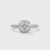 1.41 CT Cushion Cut Lab-Grown Diamond Halo Ring with Pavé Band