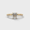1.25 CT Emerald Cut Lab-Grown Diamond Solitaire Ring with Pavé Band