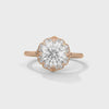 2.12 CT Round Cut Lab-Grown Diamond Floral Halo Ring
