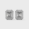 1.79 CT Emerald Cut Halo CVD Lab-Grown Diamond Stud Earrings