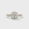 1.41 CT Cushion Cut Lab-Grown Diamond Halo Ring with Pavé Band