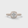 1.41 CT Cushion Cut Lab-Grown Diamond Halo Ring with Pavé Band