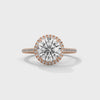 2.34 CT Total Round Lab-Grown Diamond Halo Engagement Ring with Pave Band