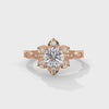 1.22 CT Round Cut Lab-Grown Diamond Floral Halo Engagement Ring with Milgrain Pavé Band