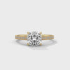 2.13 CT Cushion Cut Lab-Grown Diamond Pave Solitaire Ring