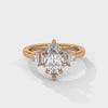 1.85 CT Marquise Cut Lab-Grown Diamond Three-Stone Ring with Emerald & Round Accents