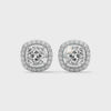 2.24 CT Cushion Cut Halo CVD Lab-Grown Diamond Stud Earrings