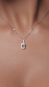 1.30 CT Emerald Cut Halo Lab-Grown Diamond Pendant