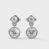 1.16 CT Round Bezel-Set Drop CVD Lab-Grown Diamond Earrings