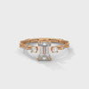 1.25 CT Emerald Cut Lab-Grown Diamond Ring with Round Side Accents