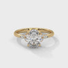 2.11 CT Oval Lab-Grown Diamond Three-Stone Ring with Marquise & Round Accents