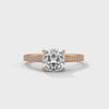 2.13 CT Cushion Cut Lab-Grown Diamond Pave Solitaire Ring