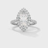 2.72 CT Marquise Cut Lab-Grown Diamond Halo Ring with Pavé Band