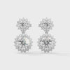 1.55 CT Round Halo Drop CVD Lab-Grown Diamond Earrings