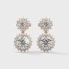 1.55 CT Round Halo Drop CVD Lab-Grown Diamond Earrings
