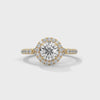 1.44 CT Round Cut Lab-Grown Diamond Halo Engagement Ring with Pavé Band