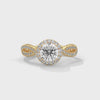 1.48 CT Round Cut Lab-Grown Diamond Halo Ring with Twisted Pavé Band