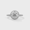 2.34 CT Total Round Lab-Grown Diamond Halo Engagement Ring with Pave Band